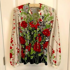 Vintage floral puff sleeve blouse women’s small